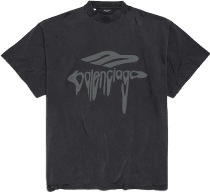 Balenciaga T-Shirt Logo Délavé Noir