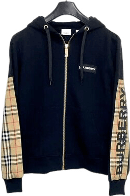 Burberry Hoodie Zippé Bicolore à Carreaux Nova Check