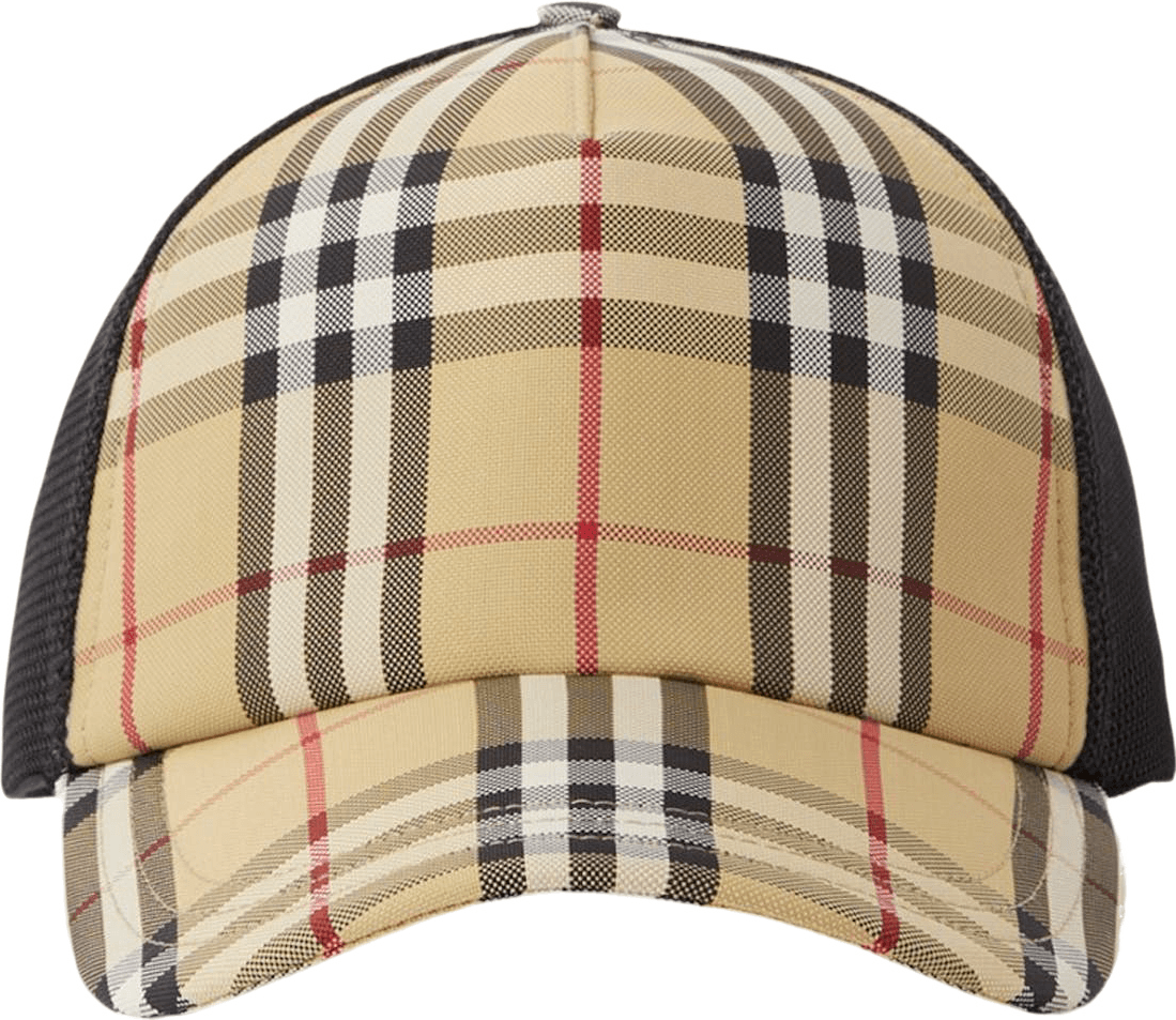 Burberry Casquette Check Beige et Noir