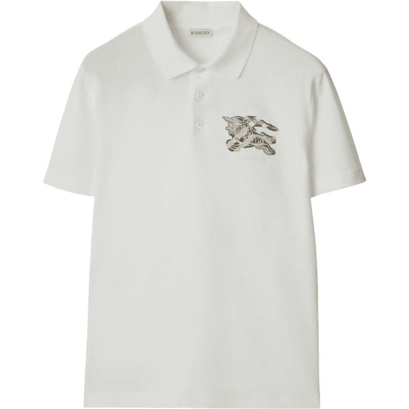 Burberry Polo Manches Courtes Blanc avec Logo Équestre