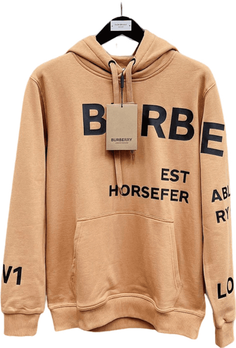 Burberry Hoodie Sweatshirt Logo Print Beige