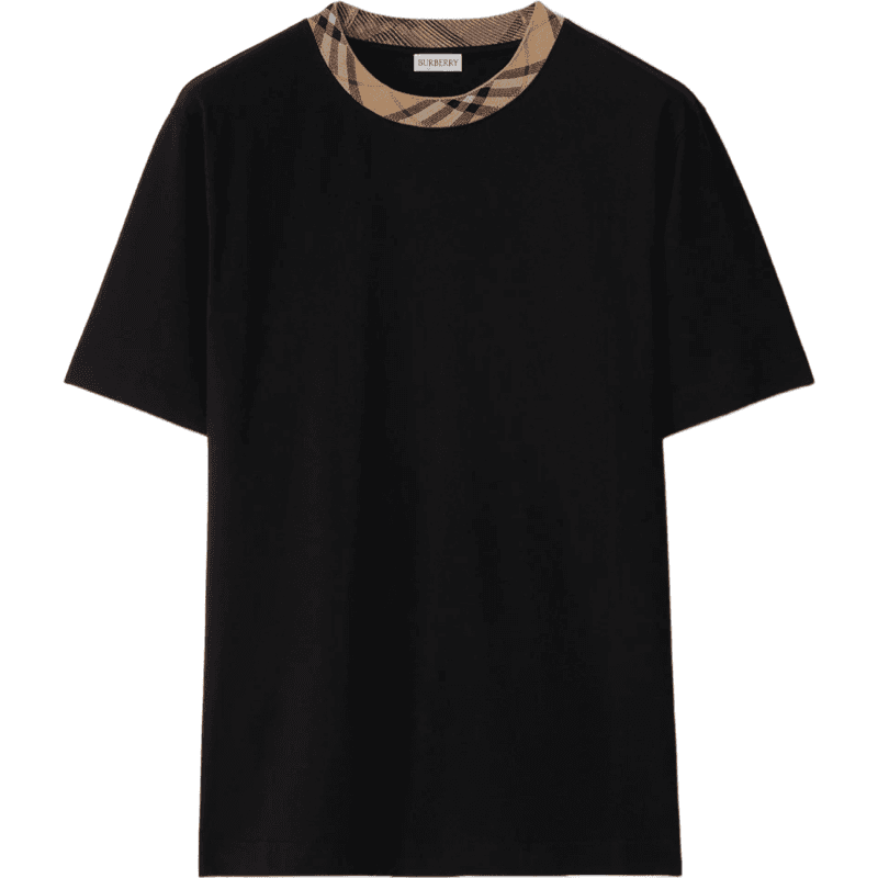 Burberry T-shirt Noir Col Tartan Check