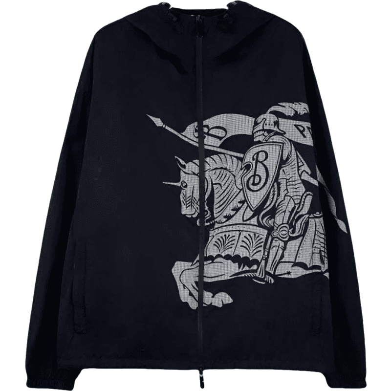 Veste à capuche noire avec motif graphique blanc