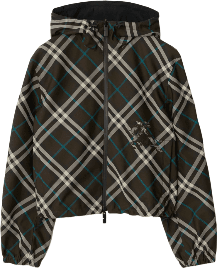 Veste Burberry Check Cropped Noir et Blanc