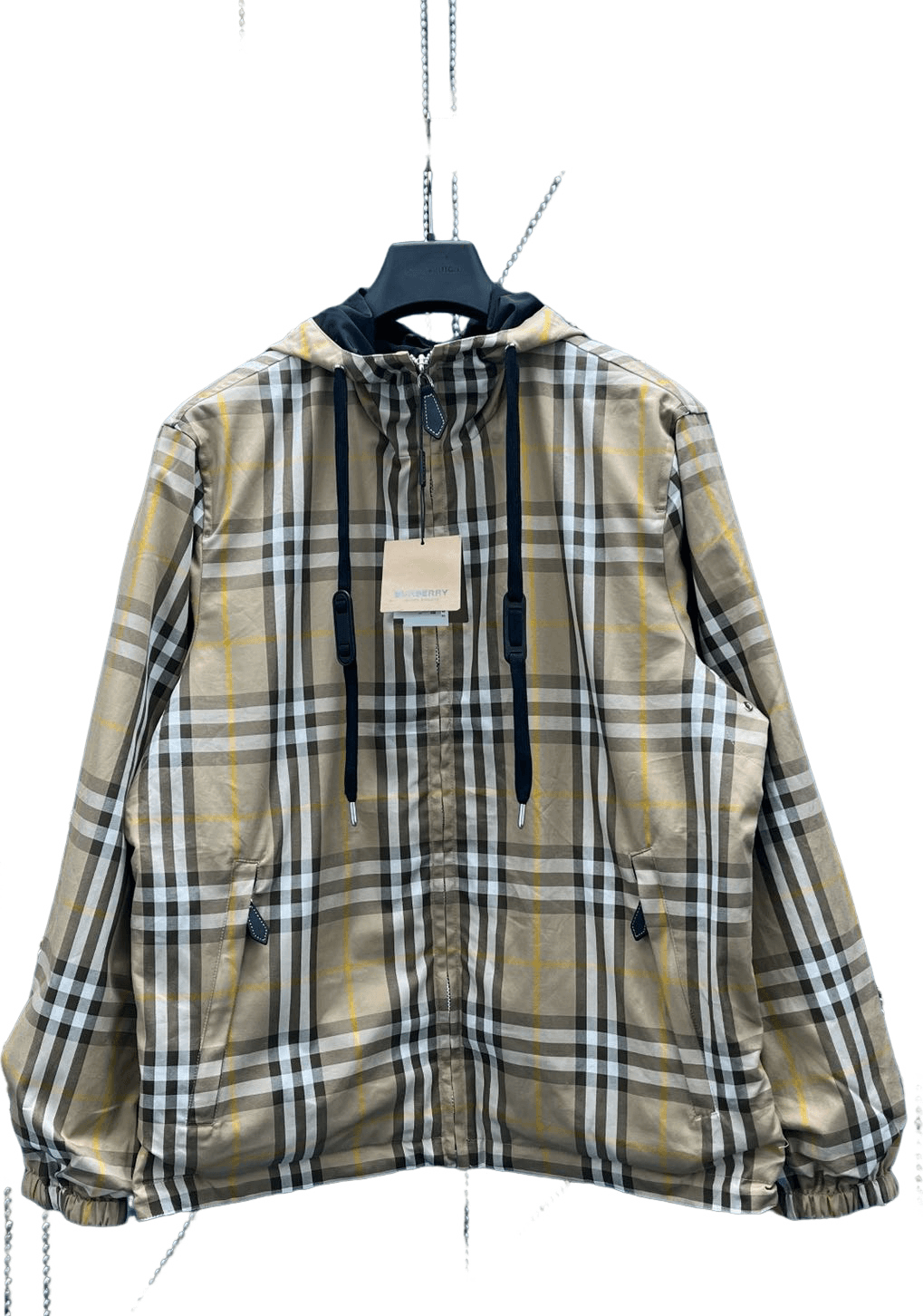 Burberry Veste à Carreaux Vintage Beige et Noir