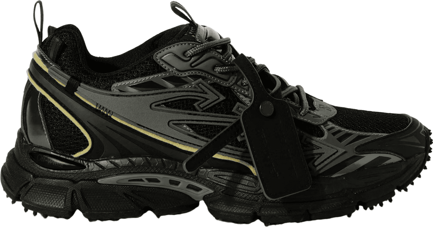 Chaussure de Trail Running Noire avec Détails Gris et Jaune