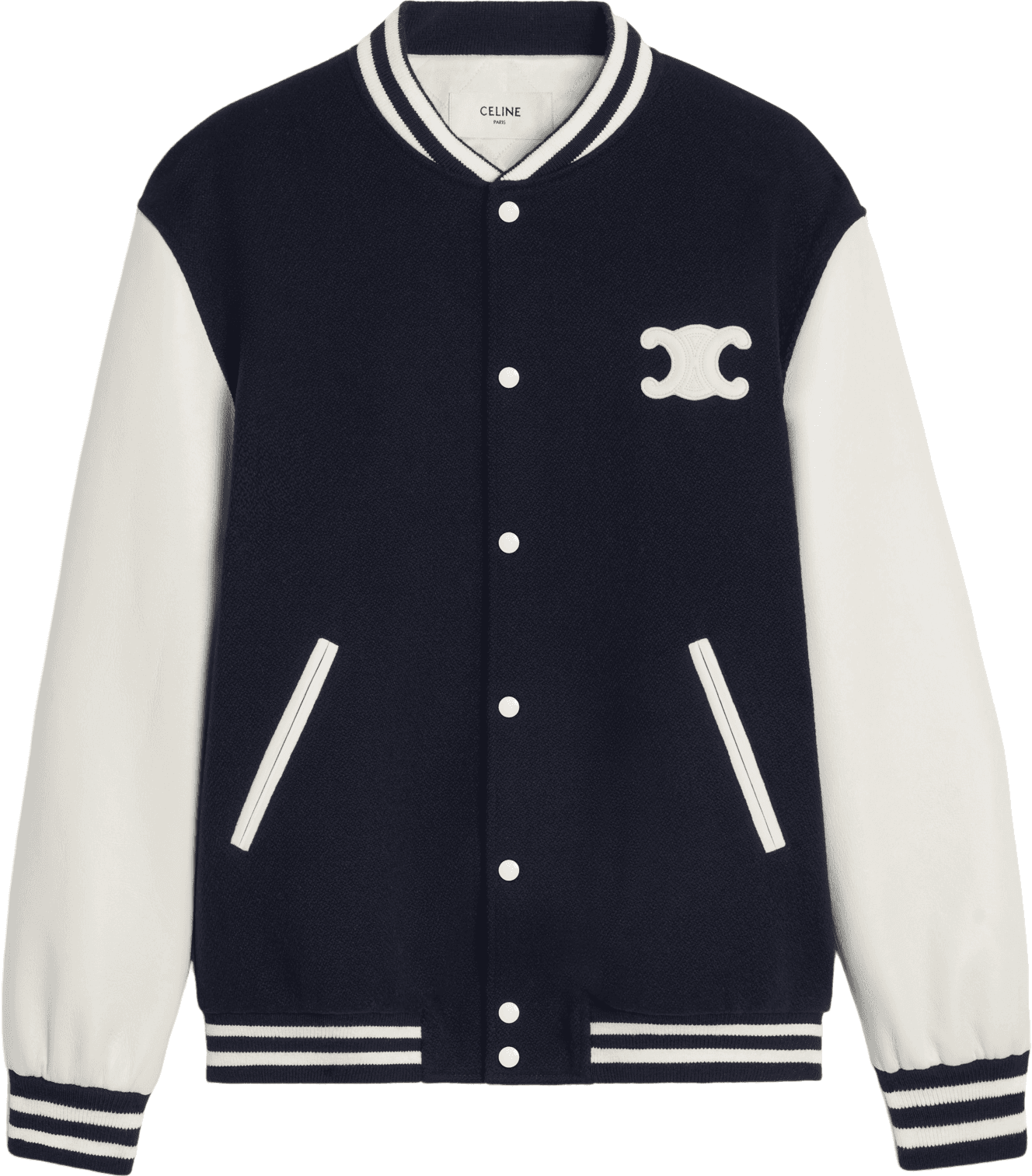Céline Varsity Jacket Tricolor Navy Cream