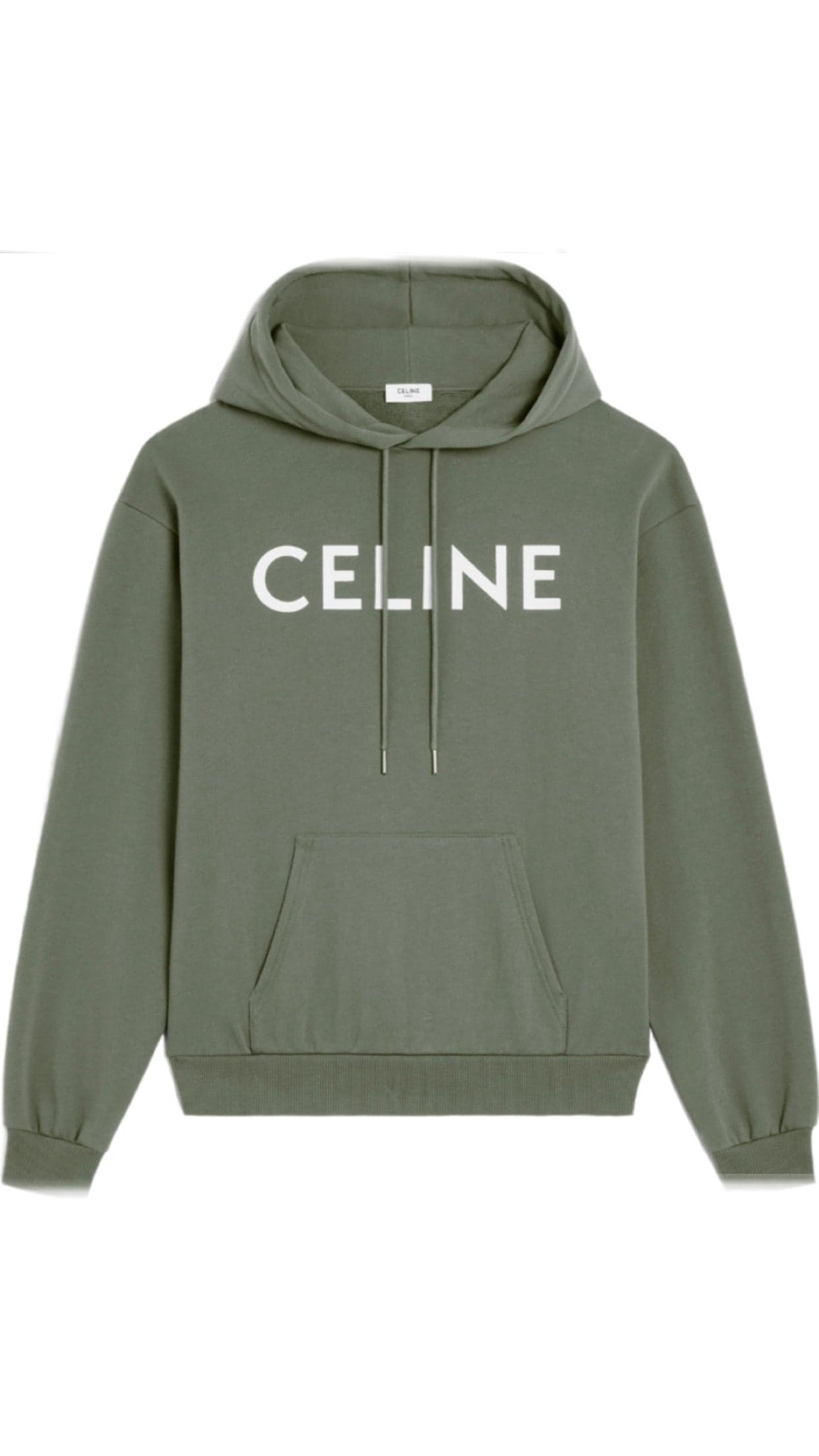 Hoodie Céline Logo Coton Vert Kaki