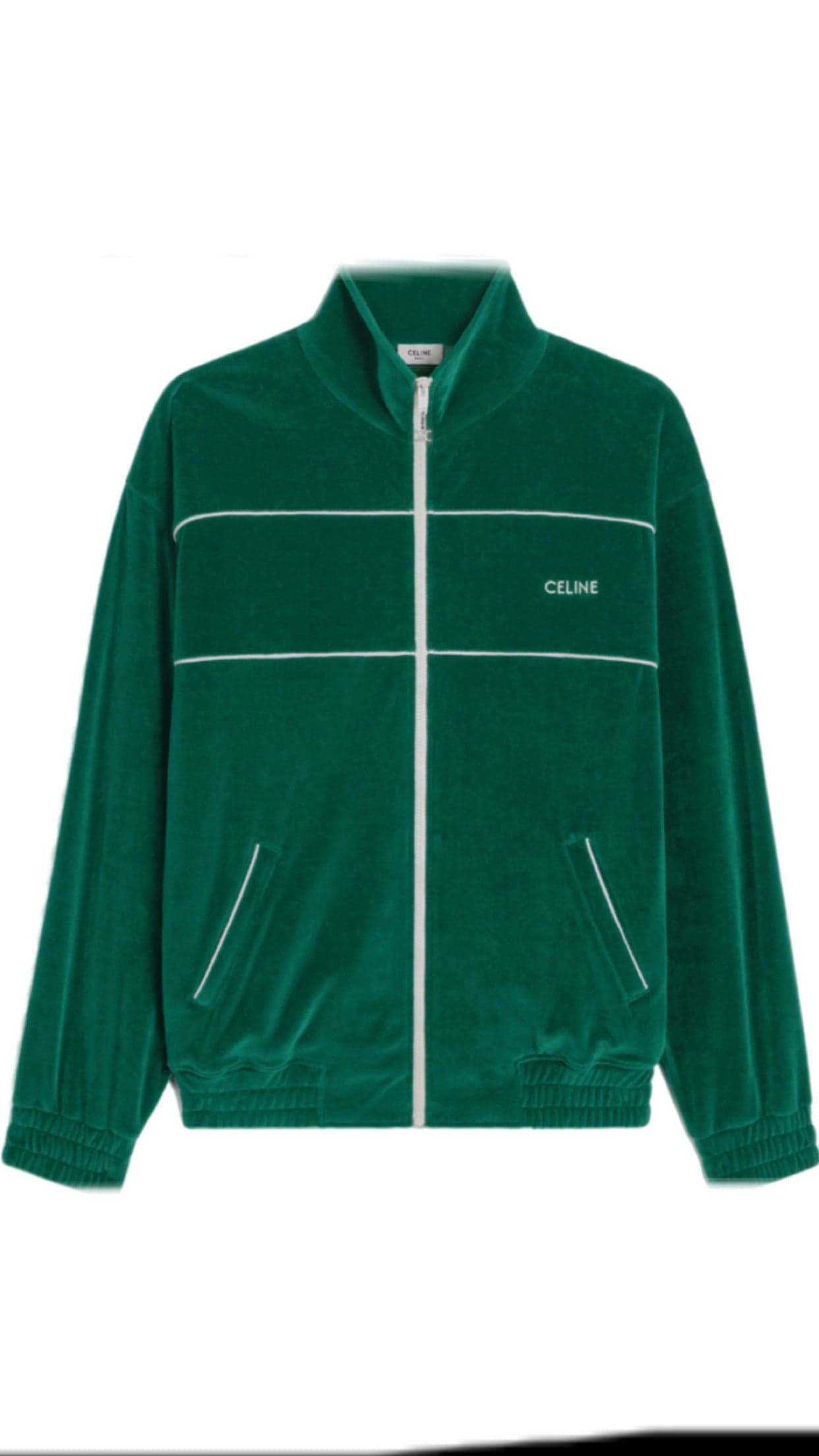 Céline Track Jacket Velours Vert Forêt