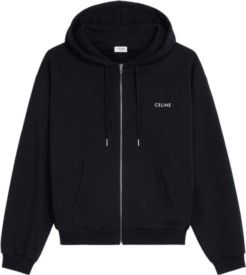 Céline Hoodie Zippé Logo Noir