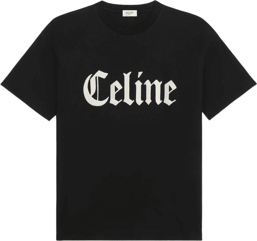 Céline T-shirt Logo Blanc sur Noir