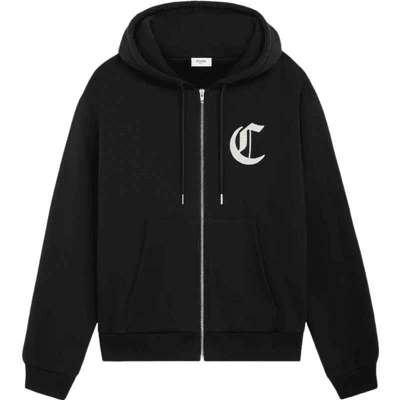 Céline Hoodie Zip Monogram Logo Noir