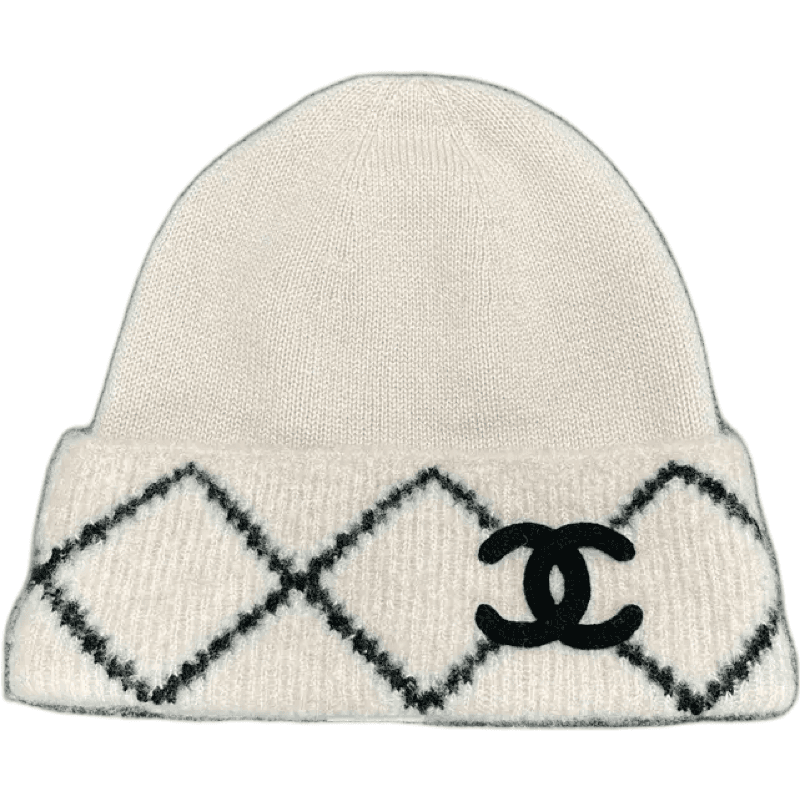 Bonnet Chanel Matelassé Blanc et Noir