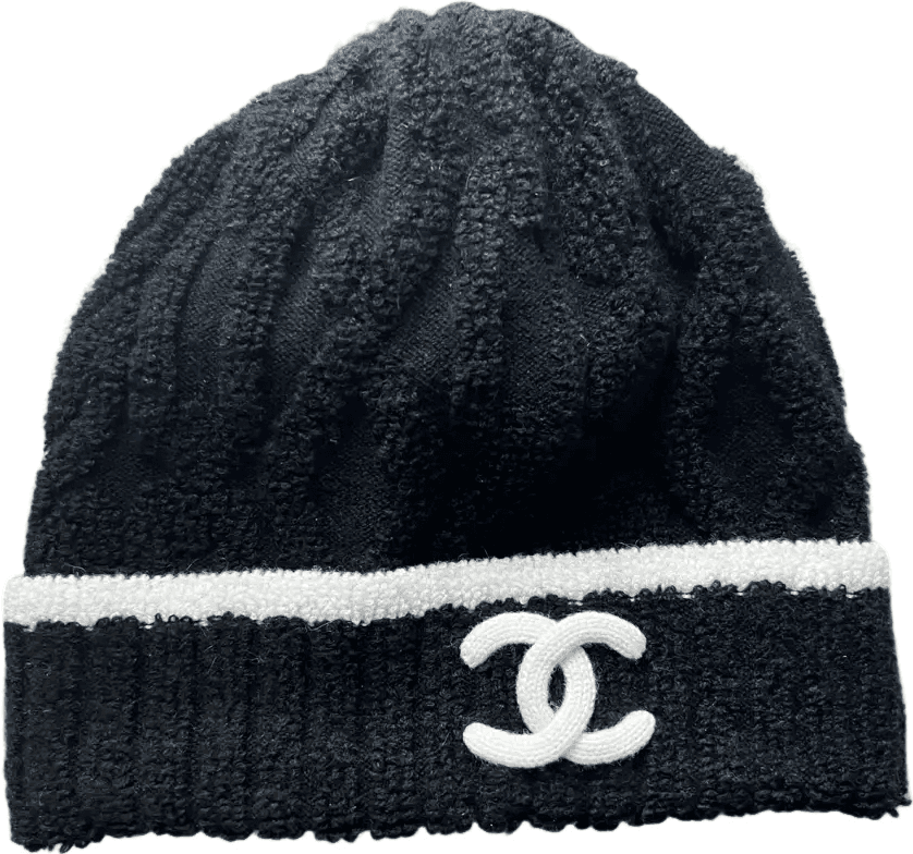 Bonnet Chanel Noir et Blanc à Logo CC