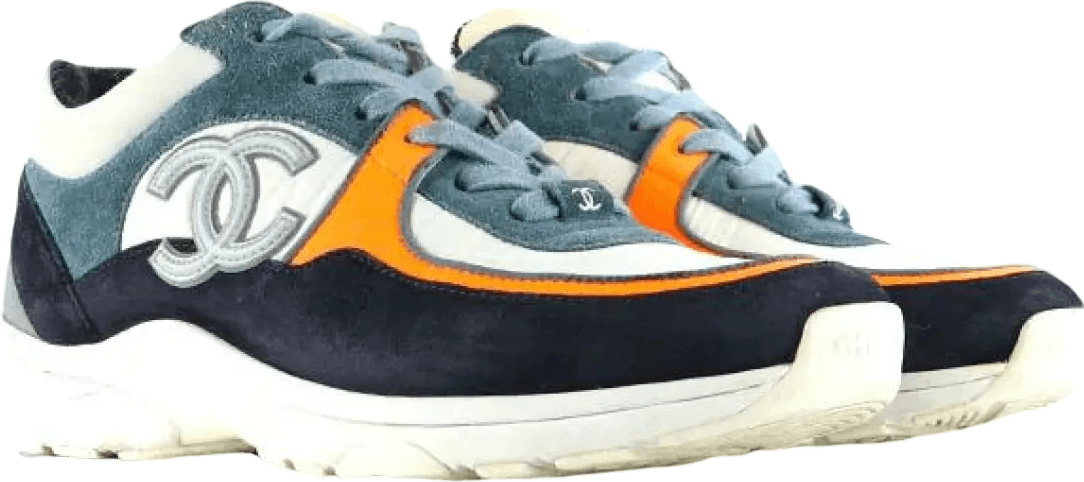 Chanel Sneaker CC Logo Multicolore Bleu Blanc Orange Noir