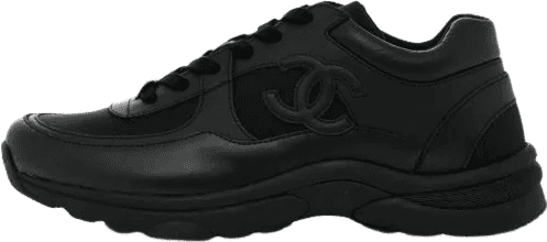 Chanel Sneaker Sport Cuir Noir avec Logo CC