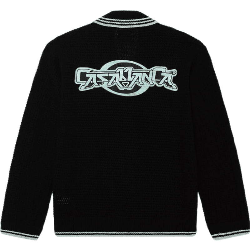 Veste de Survêtement Noire avec Logo Graphique et Bandes Contrastantes