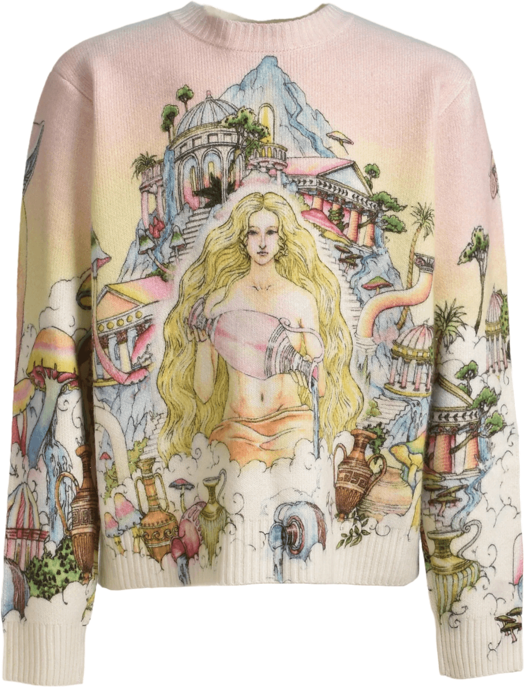 Pull col rond imprimé illustration fantastique - Marque indéterminée