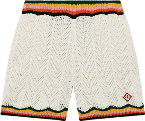 Short en maille aérée Chanel avec bandes rayées contrastées