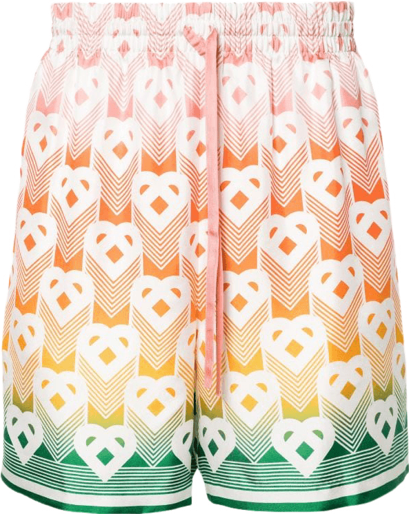 Short de Bain Geometric Pattern Ombré Rose Orange Vert