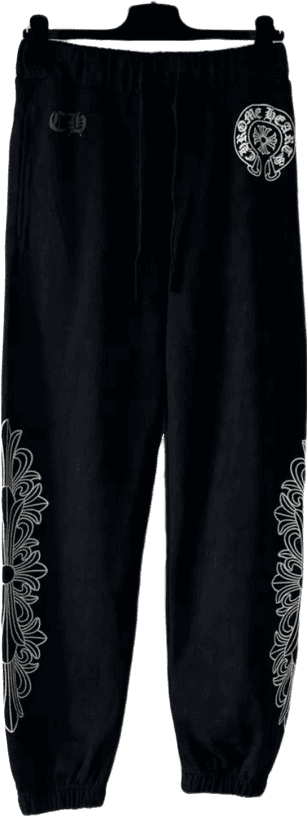 Pantalon de jogging noir avec motifs ornementaux brodés