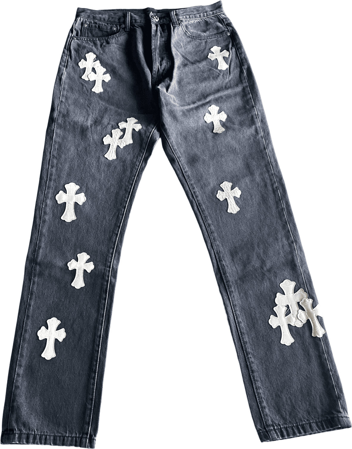 Chrome Hearts Jeans Noir Croix Blanche