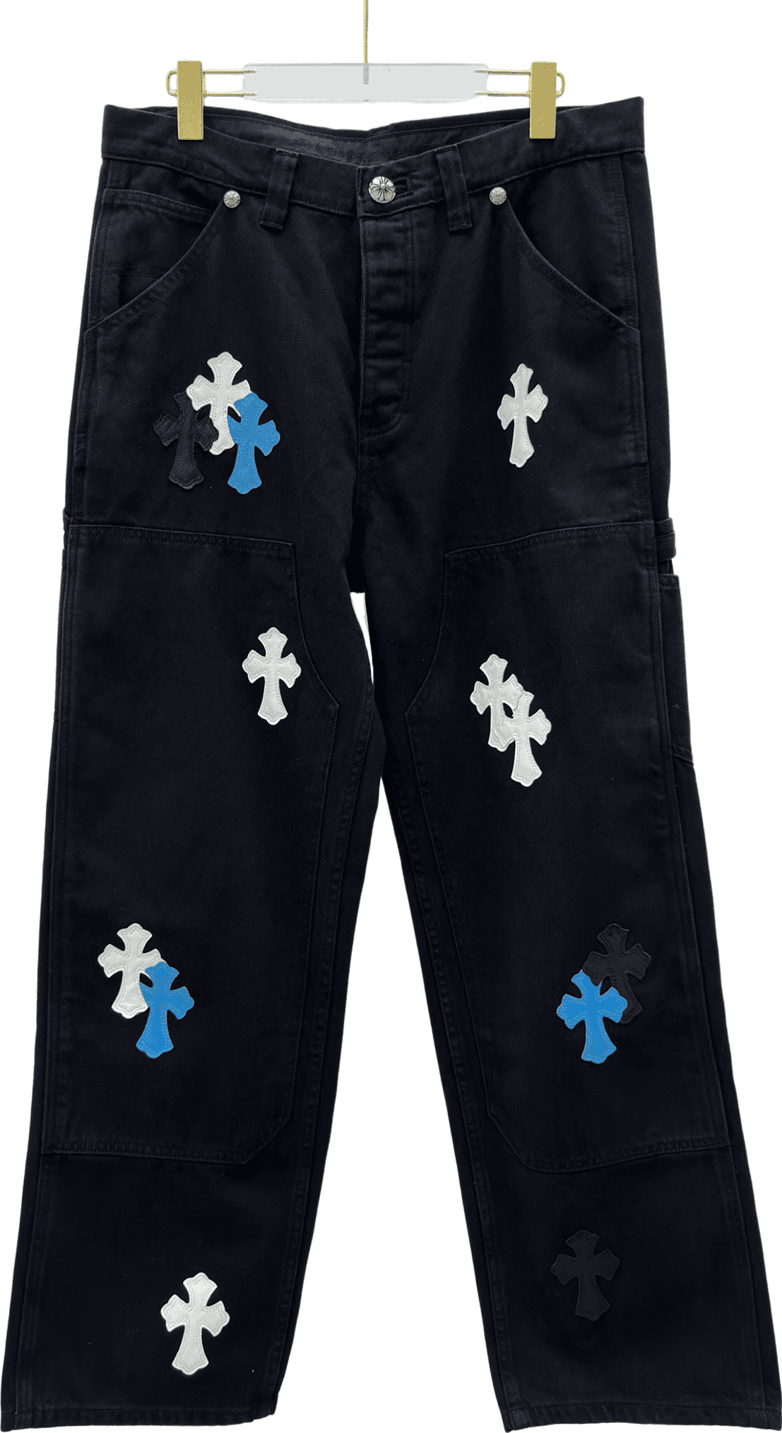 Pantalon Chrome Hearts Denim Croix Motif Appliqué