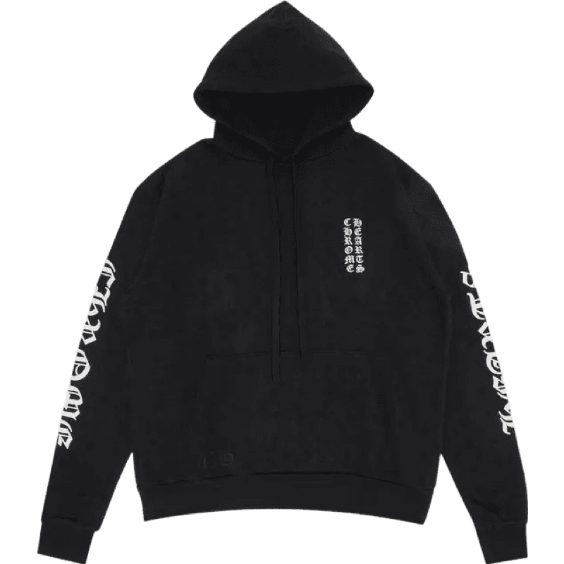 Hoodie Streetwear Noir avec Motifs Textuels