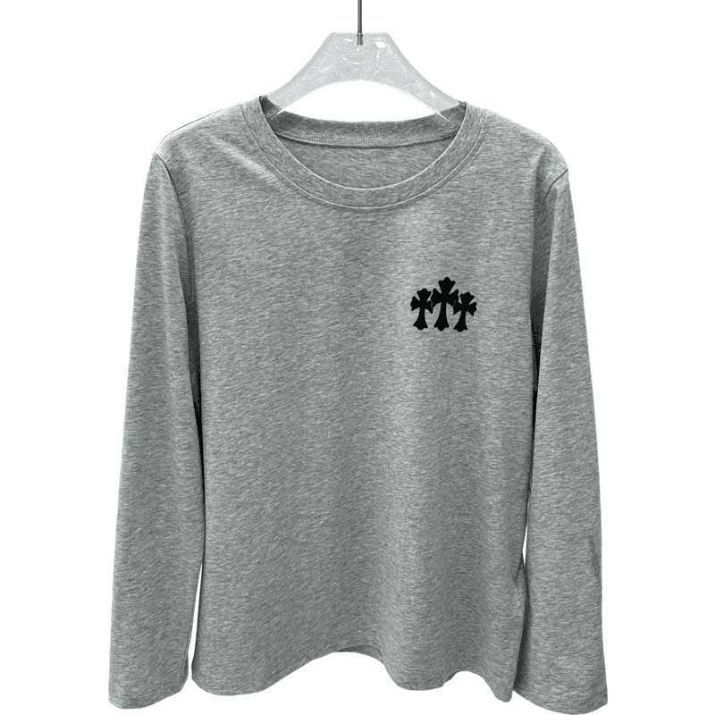 Pull Chrome Hearts Motif Croix Gris Chiné