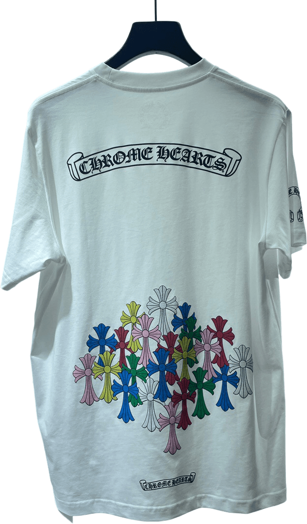 Chrome Hearts T-Shirt Blanc Imprimé Croix Florales