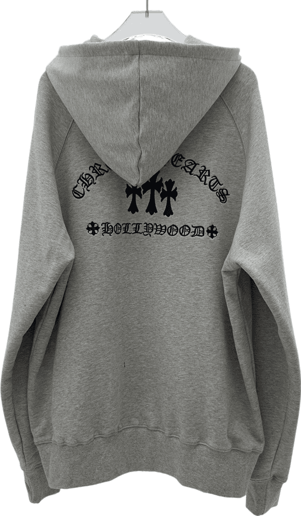 Hoodie Autre Gris Chiné avec Imprimé Croix Gothique