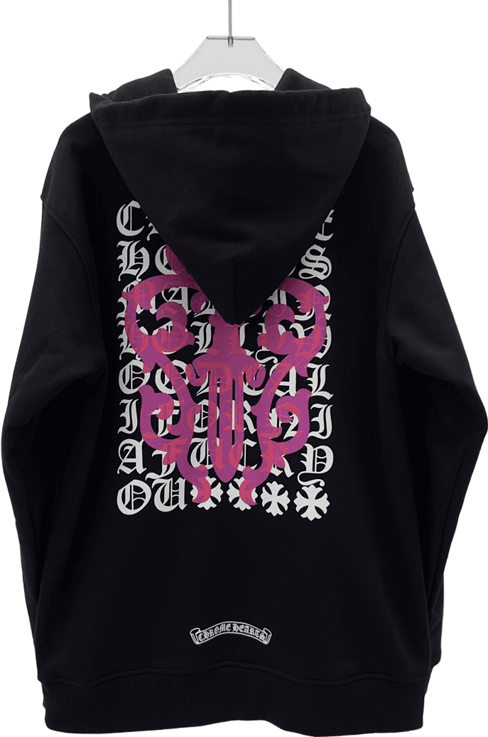 Sweat à Capuche Chrome Hearts Graphic Noir et Rose