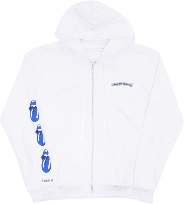 Sweatshirt à Capuche The Rolling Stones Blanc avec Logos Bleus