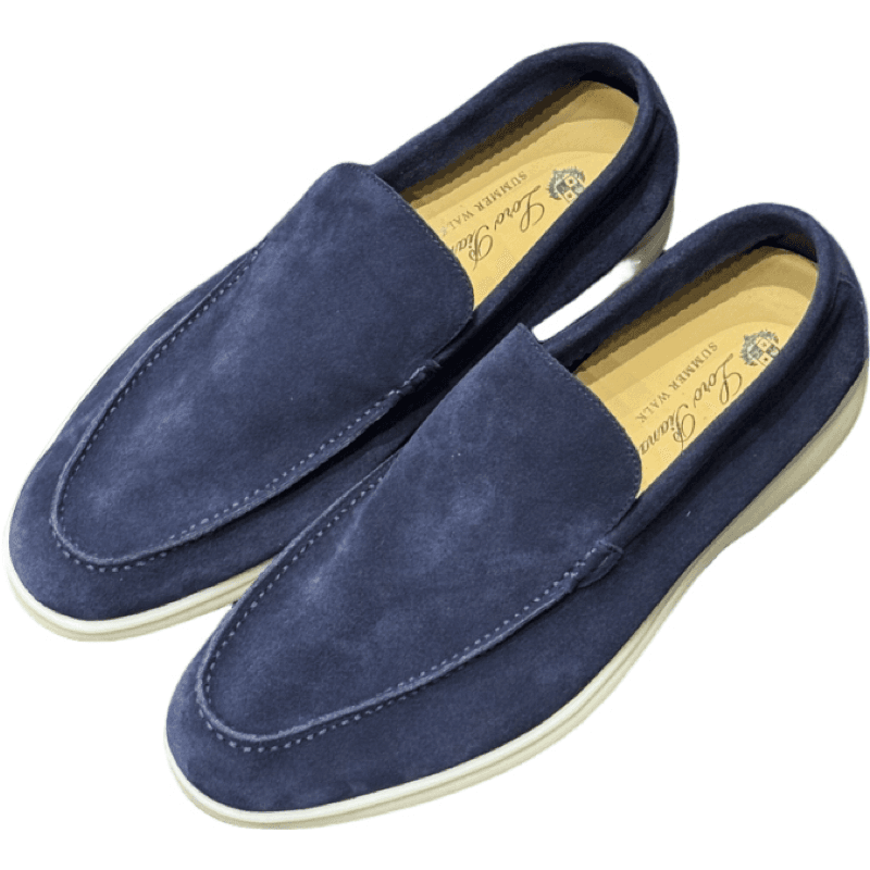 Mocassin en Daim Bleu Marine avec Semelle Crème