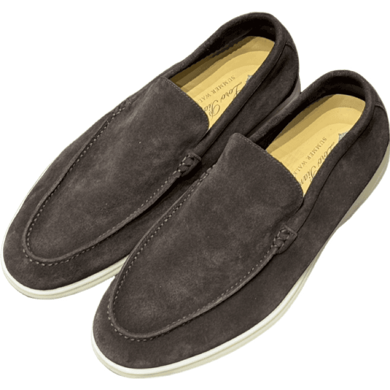 Mocassins en Daim Gris Semelle Blanche - Style Casual Luxe