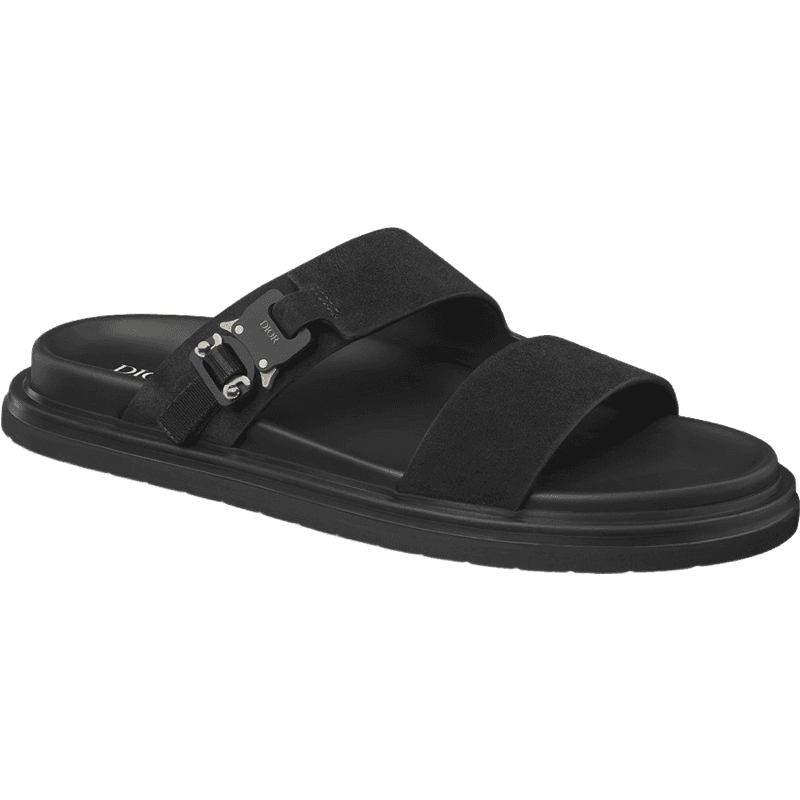 Sandale Dior Homme Noire avec Détails Chaîne et Boucle