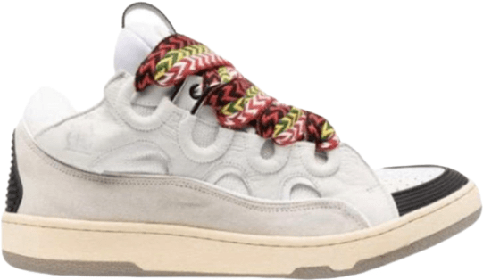Sneaker Lanvin Curb Mid Blanc et Noir à Lacets Colorés
