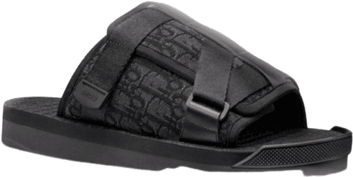 Sandales Dior Homme Noires avec Bande Monogramme