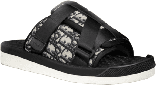 Sandale matelassée noire et blanche à semelle épaissse