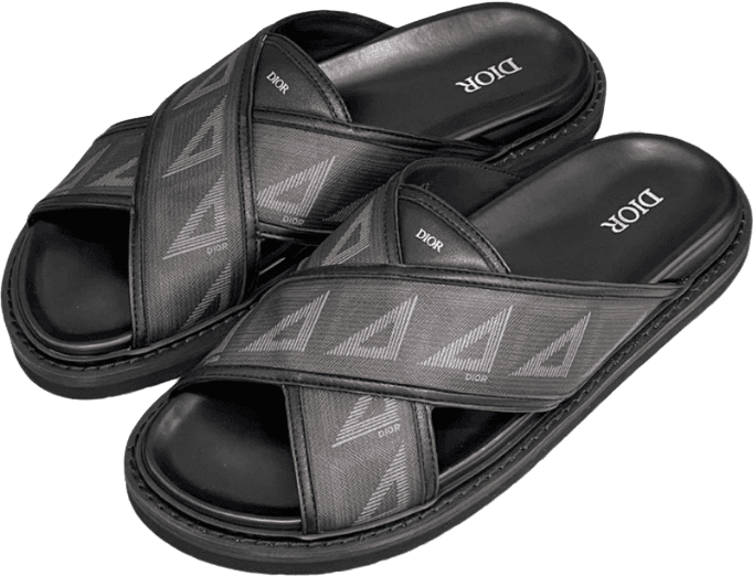 Dior Slides Oblique Gris et Noir