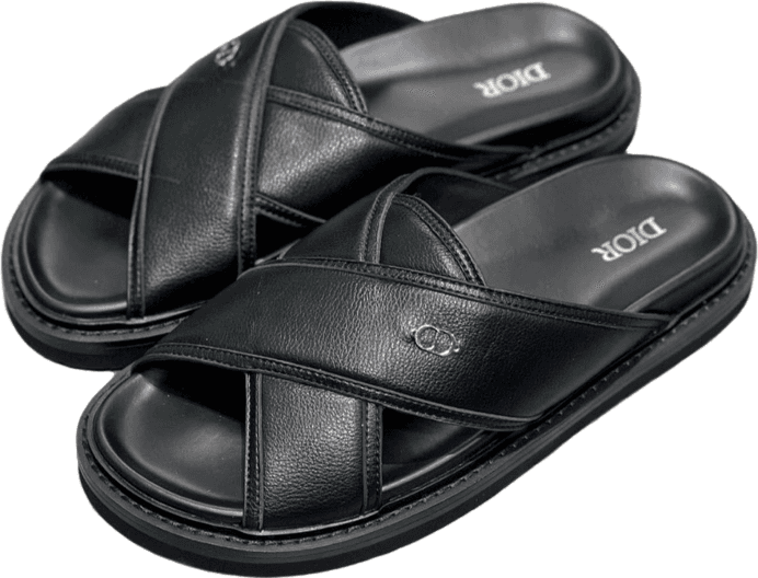 Sandales Dior Homme Croisées Cuir Noir
