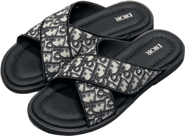 Dior Slide Oblique Jacquard Navy Cream