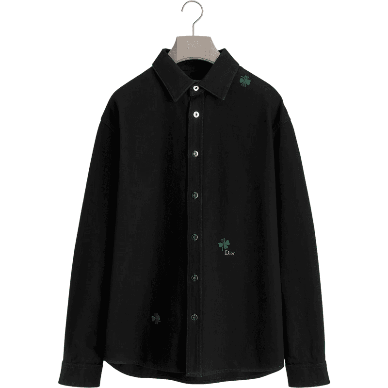Chemise Dior Noire avec Broderies Trèfle