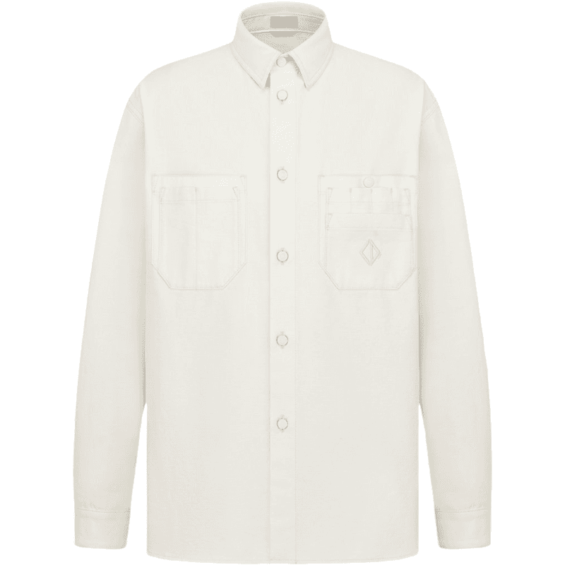 Chemise Oversize Blanche avec Poches Plaquées