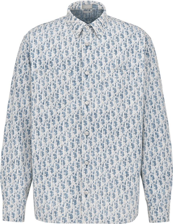 Chemise à motif géométrique bleu et blanc