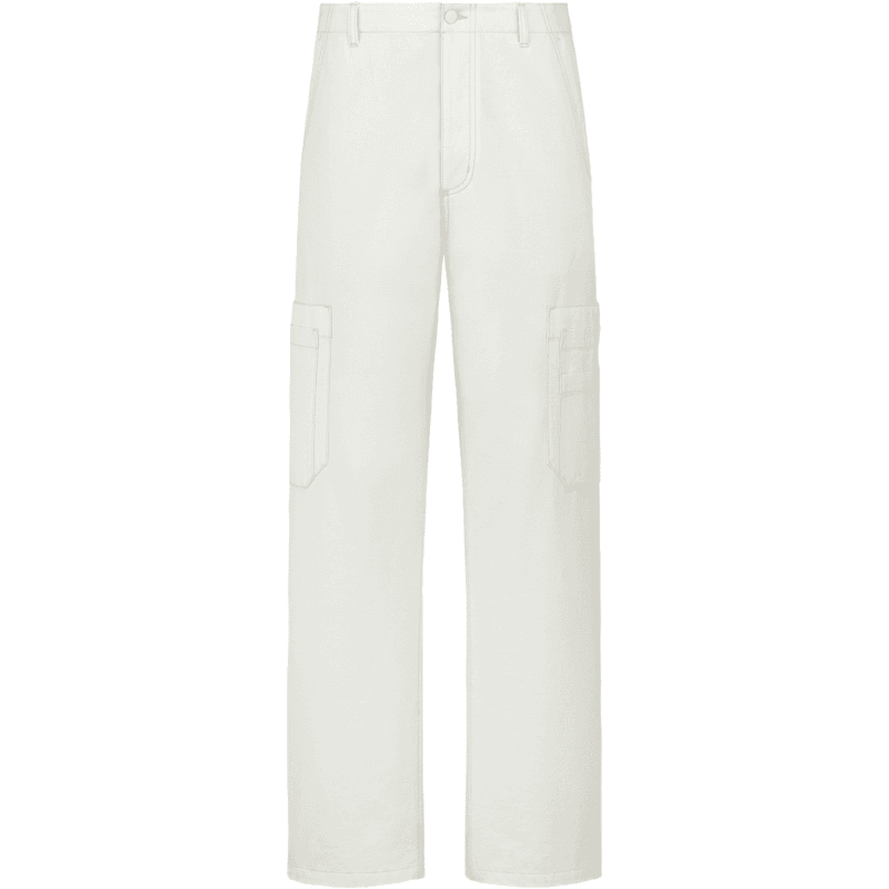 Pantalon Cargo Denim Blanc Cassé avec Poches Latérales