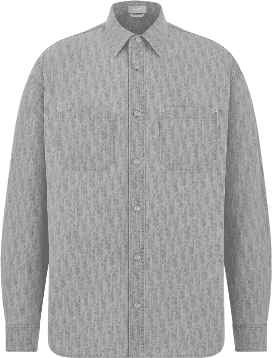 Chemise Denim Grise à Poches Plaquées