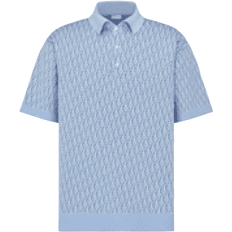 Polo Bleu Ciel en Maille Texturée à Manches Courtes