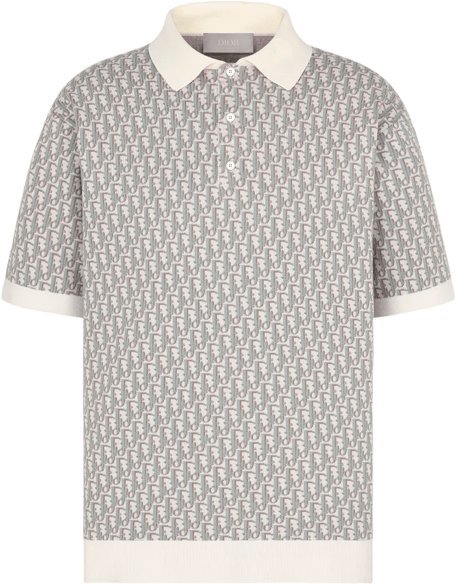 Polo Dior Oblique en coton gris et crème