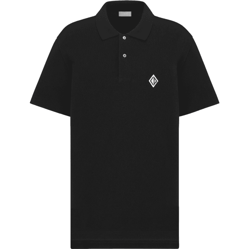 Polo noir avec logo diamant brodé